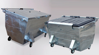 Galvanised steel waste container