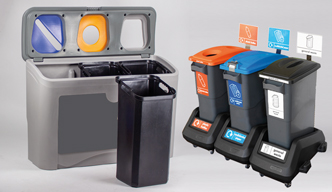 Plastic waste bins for waste separation