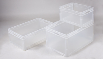 Transparent plastic euro containers