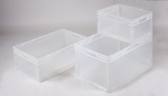 Transparent plastic euro containers