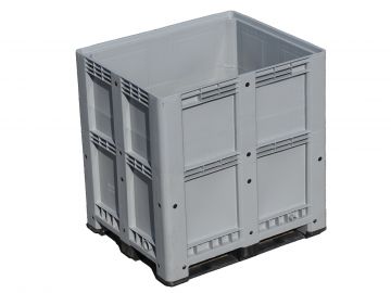 Pallet box 1100 l. 1200x1000x1280 mm, on 3 skids, grey