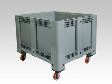 Pallet box 610 l. 1200x1000x885 mm, on 4 wheels, grey