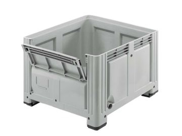 Pallet box 760 l. 1200x1000x850 mm on 4 feet, with hinged door, grey