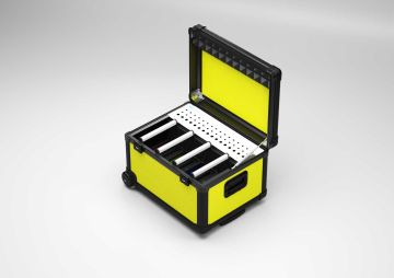Charging transport case for 16 tablets with baskets, yellow