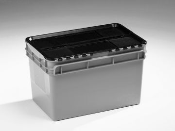 Attached lid container, 60 l. 600x400x374 mm grey/black