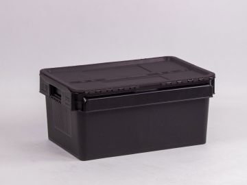 Attached lid container, 45 l. 600x400x275 mm black