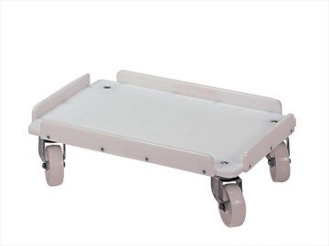 Transport trolley 600x400 mm with 4 ø100 stainless steel castors, 2 braked white