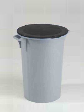 Waste bin, 78 liters ø480x670 mm grey with black hinged lid