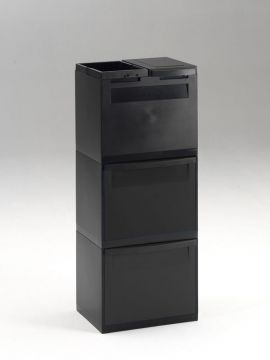 4-fraction waste station black 2x tilting bin black 1x bag holder 1x bucket lid black