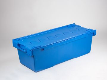 Nestable bin 130 liter, 1160x480x342 mm with 2-part lid with hinges