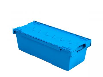 Nestable bin 130 liter, 1160x480x342 mm with 2-part lid with hinges