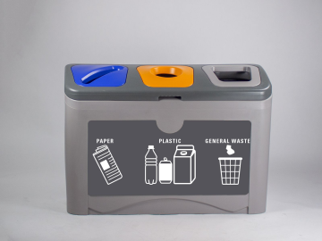 Waste separation station with 3x 50 liter waste bins