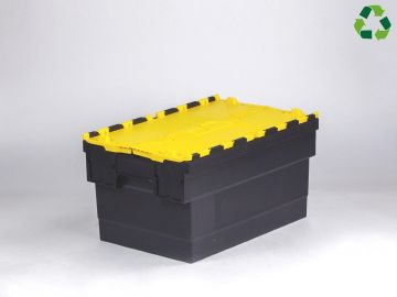 Attached lid container 55L 600x400x320 mm black/yellow