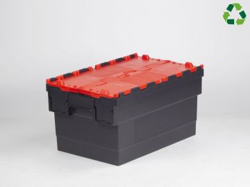 Attached lid container 55L 600x400x320 mm black/red