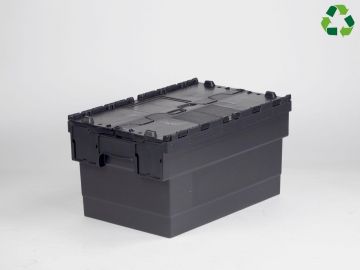 Attached lid container 55L 600x400x320 mm black/black
