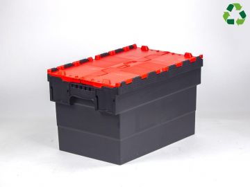 Attached lid container 63L 600x400x365 mm black/red