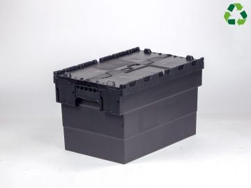 Attached lid container 63L 600x400x365 mm black/black