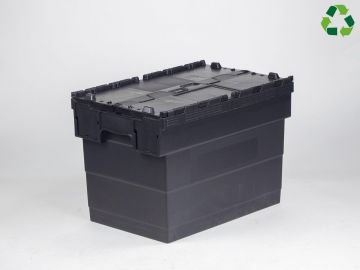 Attached lid container 72L 600x400x416 mm black/black