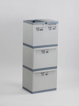 Waste collection module grey 90L  4-fractions 400x300x1050 mm