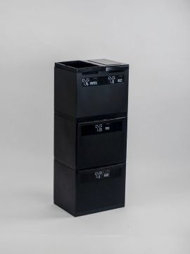 Waste collection module black 90L 4-fractions 400x300x1050 mm