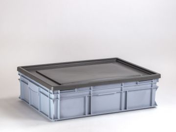 Stacking container 800x600x220 mm, 90L with hinged lid