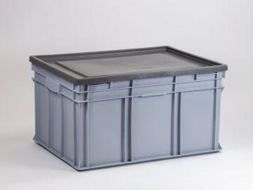 Stacking container 800x600x425 mm, 175L with hinged lid