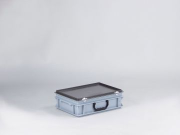 E-line Euroline stackable plastic case, 400x300x135 mm, 10L with one handle PP recycle grey