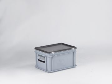 Euroline stackable plastic case, 400x300x235 mm, 20L with two reinforced handles PP virgin grey