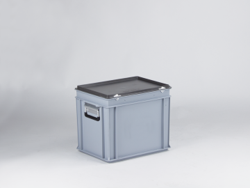 Euroline stackable plastic case, 400x300x340 mm, 30L with two reinforced handles PP virgin grey
