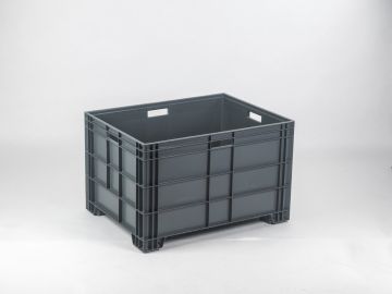 Euronorm large volume bin 800x600x500 mm 186 l. on 4 feet, dark grey