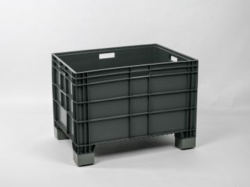 Euronorm large volume bin 800x600x580 mm 186 l. on 4 heightened feet, dark grey