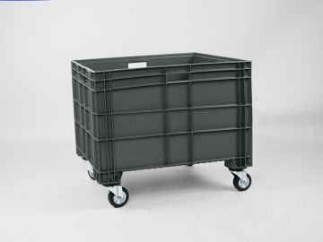 Euronorm large volume bin 800x600x630 mm 186 l. on 4 wheels, dark grey