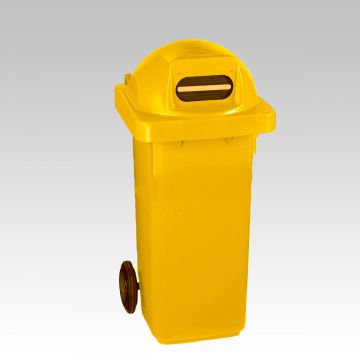 Wheelie bin, 120 L, with round cover and fissure, yellow