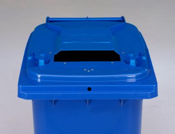 Wheelie bin 240L, with triangular lock and paper slit, blue 