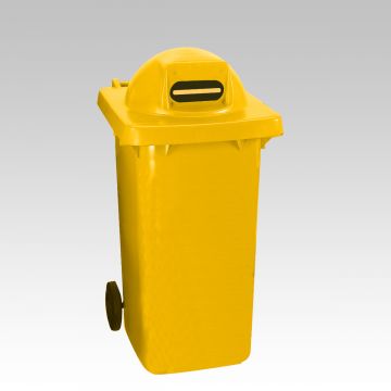 Wheelie bin, 240 L, with round cover and fissure, yellow