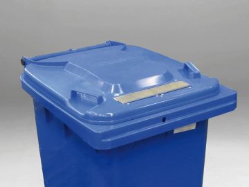 Wheelie bin 240L, with triangular lock, paper slit with metal flap, blue 