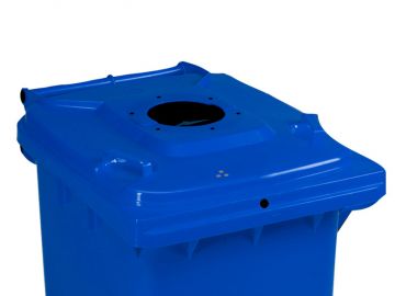 Wheelie bin 240L, with triangular lock and deposit hole, blue 