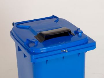 Wheelie bin 240L, with automatic lock, paper slit and rain cap, blue 