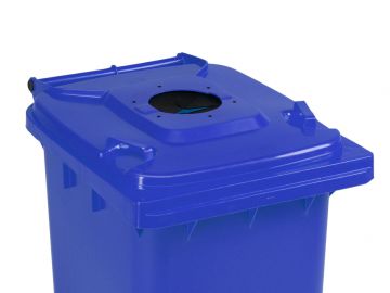 Wheelie bin 120L, with deposit hole, blue 