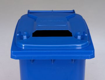 Wheelie bin 240L, with paper slit, blue 