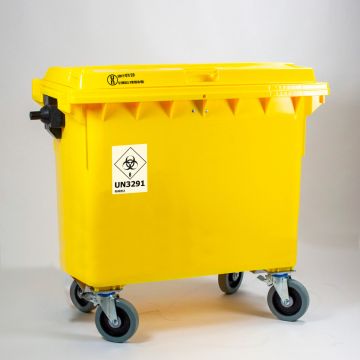 Hospital waste wheelie bin, 660 l, wth UN approval 
