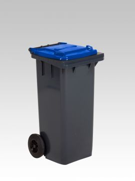 Wheelie bin 120L, 480x550x940 mm, anthracite/blue