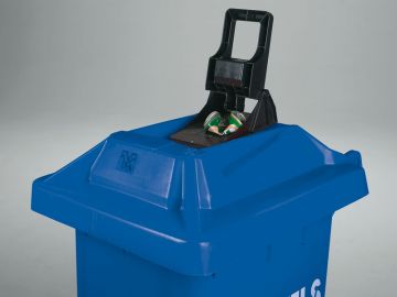 Wheelie bin 240 L, with can crusher, blue 