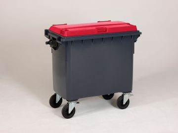 Wheelie bin 660L, 1370x784x1215 mm, grey/red