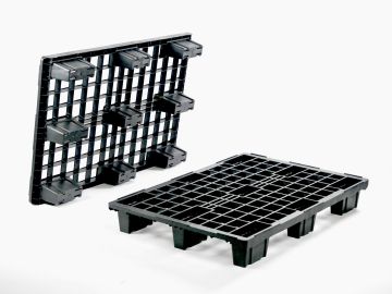 Nestable pallet 1200x800x152 mm on 9 feet open deck PE-R