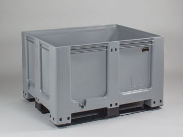 Pallet-box 610 litres, 1200x1000x760 mm, grey with 3 runners