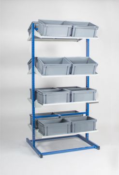 Single rack, two-sided incl. 8 stackable bins