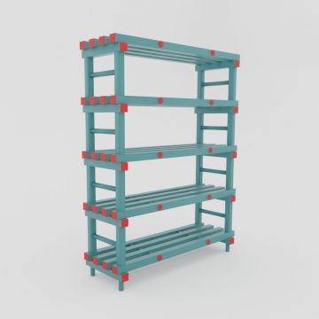 Hygienic plastic storage rack, 1000x400x1770 mm, with 5 shelves