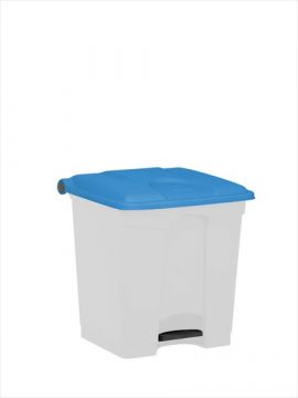 Wastebin with pedal 400x400x430 mm, 30 L, white-blue