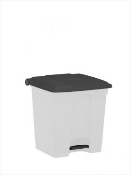 Wastebin with pedal 400x400x430 mm, 30 L, white-grey